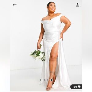 Yaura Plus Bridal Drape Maxi Dress in Ivory